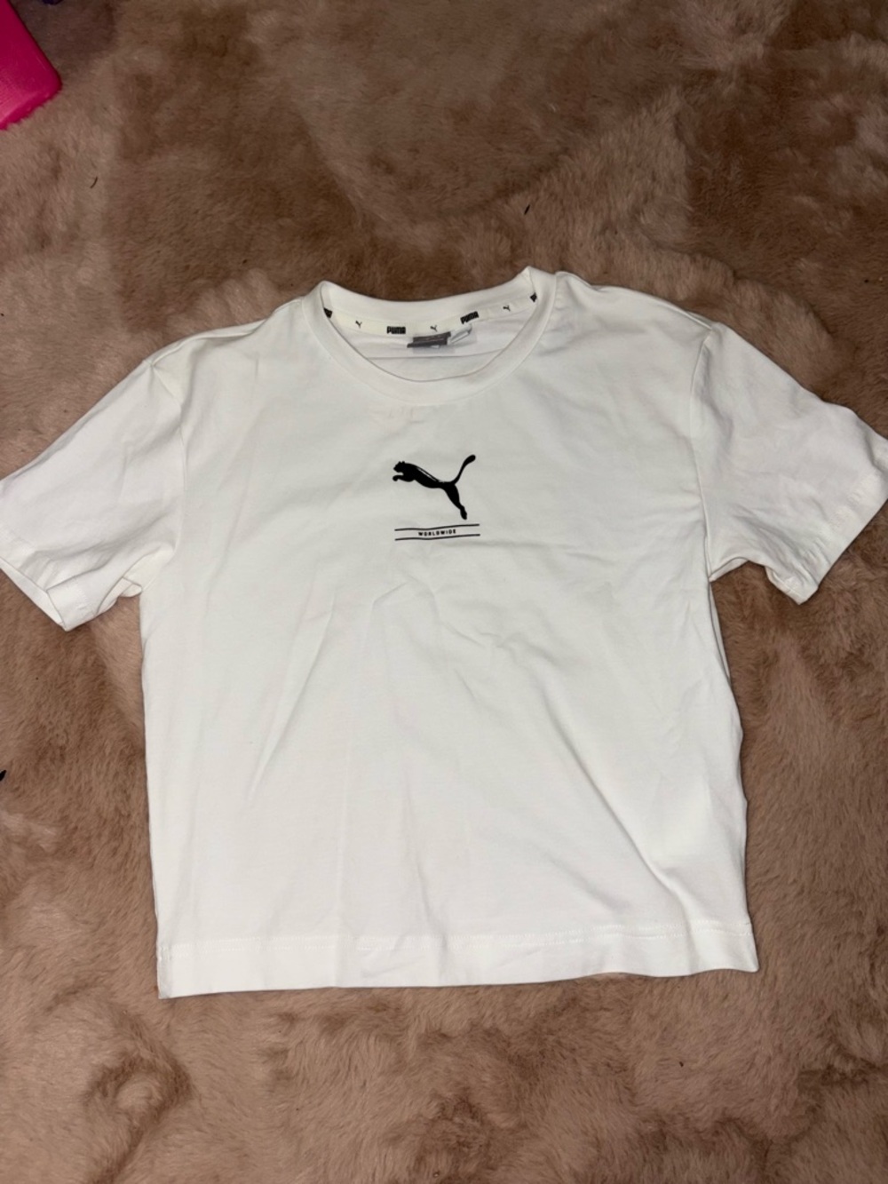 Puma White Tee with Black Logo - Men's Short Sleeve